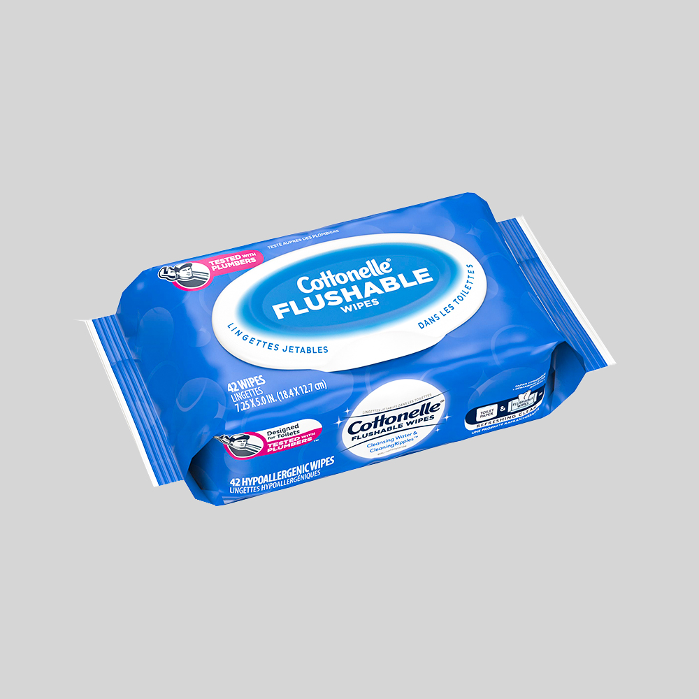 100% Plant-based adult flushable toilet wipes tissue