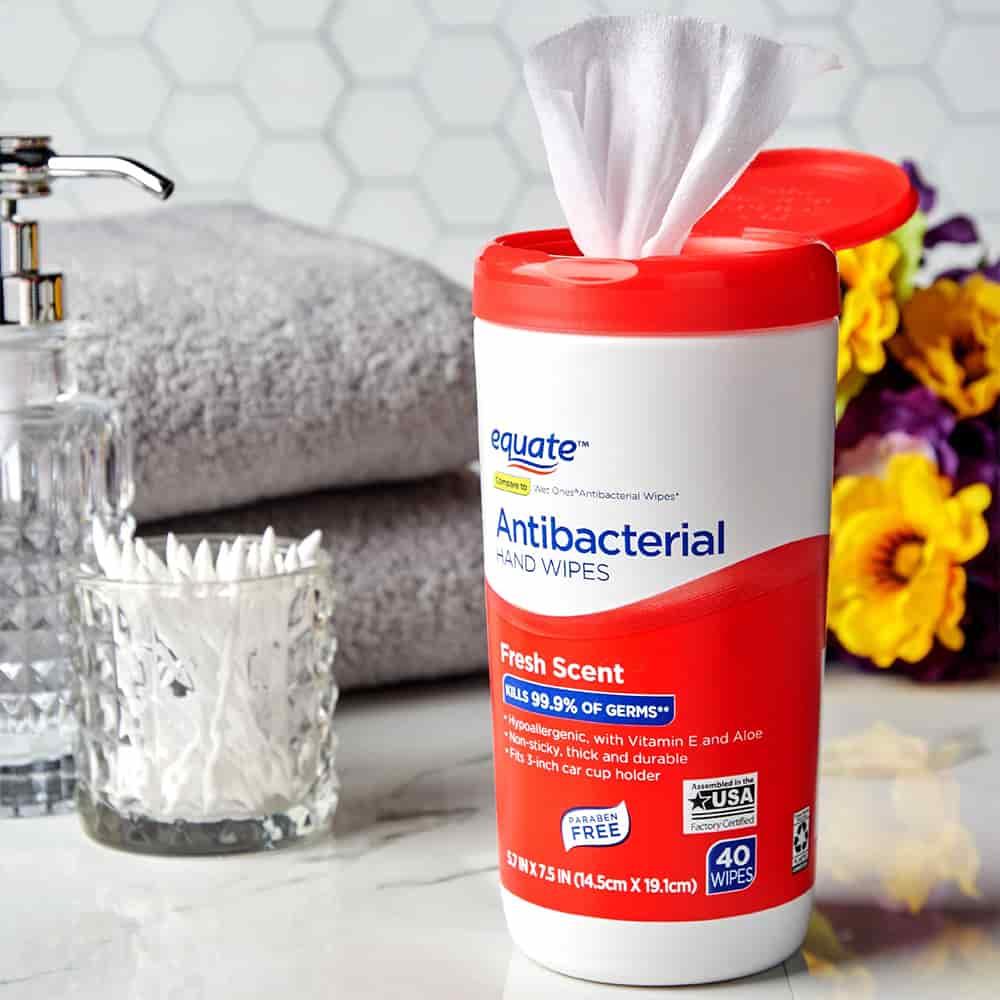 Softening sanitizing antibacterial wipes